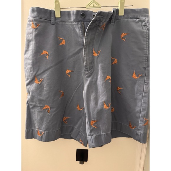 Other - J.Crew Men Blue Shorts Embroidered Swordfish Cotton 36 Waist
